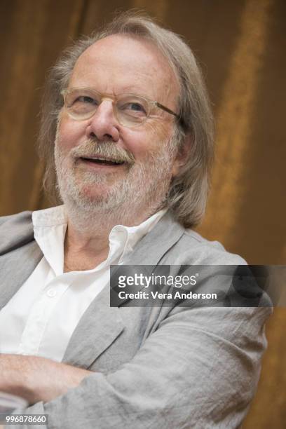 Benny Andersson of ABBA at the "Mamma Mia! Here We Go Again" Press Conference at the Grand Hotel on July 11, 2018 in Stockholm, Sweden.