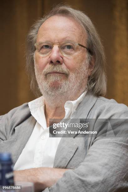 Benny Andersson of ABBA at the "Mamma Mia! Here We Go Again" Press Conference at the Grand Hotel on July 11, 2018 in Stockholm, Sweden.