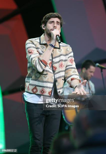 Singer Alvaro Soler during the concert in Opole. Polish and world music stars sang at a concert in Opole. The concert was organized to celebrate the...