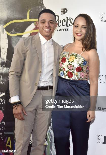 Anthony Ramos and Jasmine Cehpas Jones attend the premiere of Summit Entertainment's "Blindspotting" at The Grand Lake Theater on July 11, 2018 in...