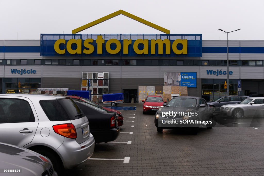 A view of French retailer Castorama car parking lot in...