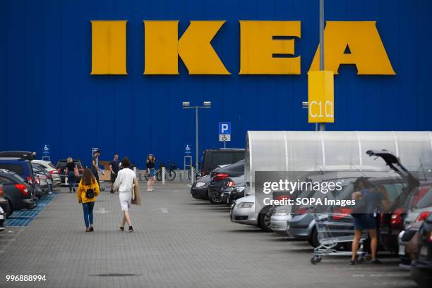 View of IKEA car parking lot in Krakow.