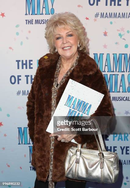Patti Newton attends opening night of Mamma Mia! The Musical at Princess Theatre on July 12, 2018 in Melbourne, Australia.