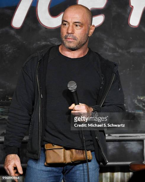 Comedian Joe Rogan performs during his appearance at The Ice House Comedy Club on July 11, 2018 in Pasadena, California.
