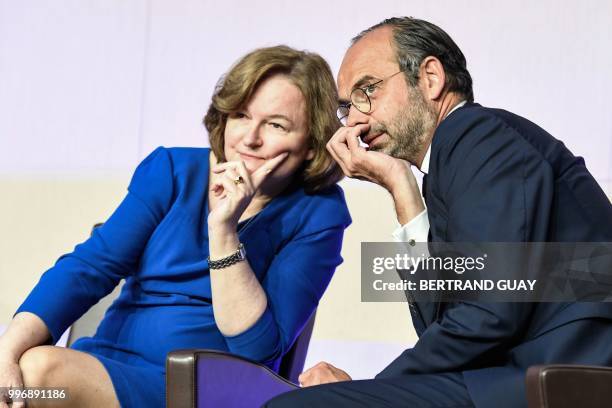 French Prime minister Edouard Philippe and French Minister attached to the Foreign Affairs Minister Nathalie Loiseau attend the Conference des...