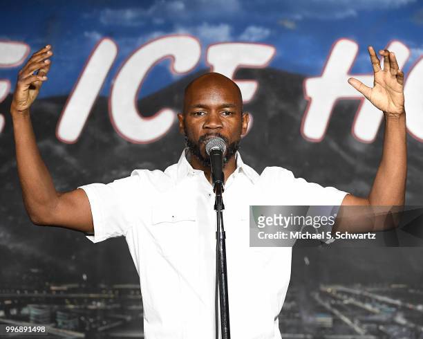 Comedian Ian Edwards performs during his appearance at The Ice House Comedy Club on July 11, 2018 in Pasadena, California.