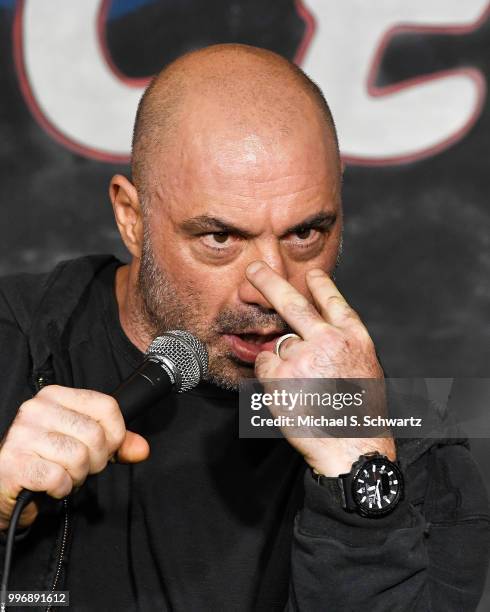 Comedian Joe Rogan performs during his appearance at The Ice House Comedy Club on July 11, 2018 in Pasadena, California.