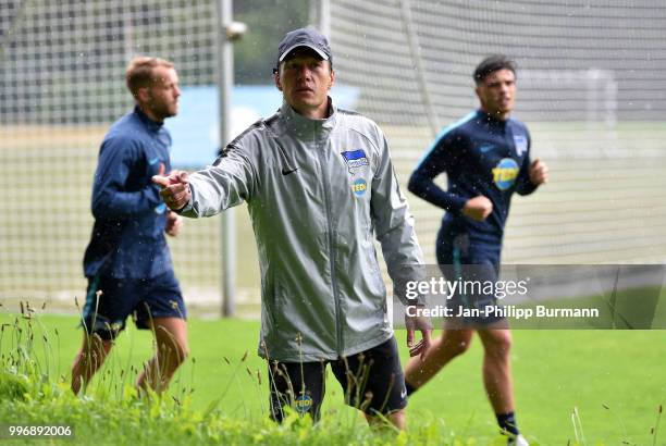 Fitnesstrainer Henrik Kuchno of Hertha BSC during the training at the Schenkendorfplatz on July 12, 2018 in Berlin, Germany.