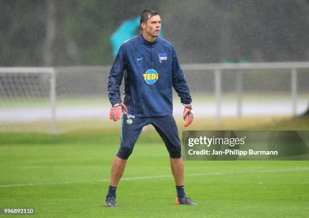 Rune Almenning Jarstein of Hertha BSC during the training at the Schenkendorfplatz on July 12, 2018 in Berlin, Germany.