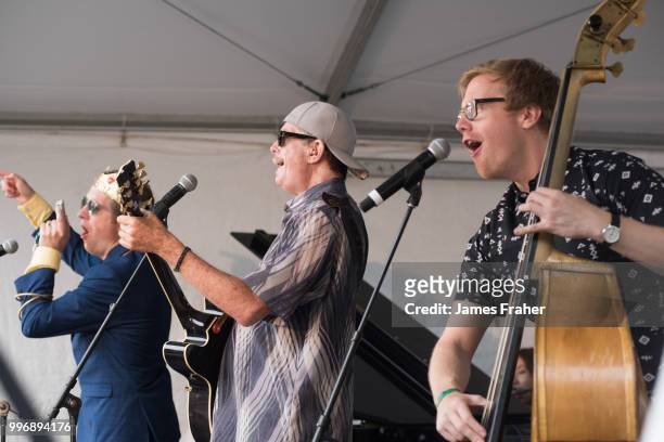 The Cash Box Kings, Joe Nosek and Billy Flynn perform Brad Ber on stage at The Chicago Blues Festival on June 10, 2018 in Chicago, Illinois, United...