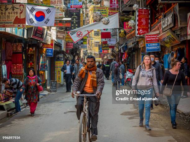 thamel, kathmandu, nepal - thamel stock pictures, royalty-free photos & images