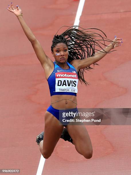 Tara Davis of The USA in action during qualifying for the women's long jump on day three of The IAAF World U20 Championships on July 12, 2018 in...