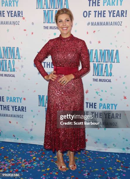 Catriona Rowntree attends opening night of Mamma Mia! The Musical at Princess Theatre on July 12, 2018 in Melbourne, Australia.