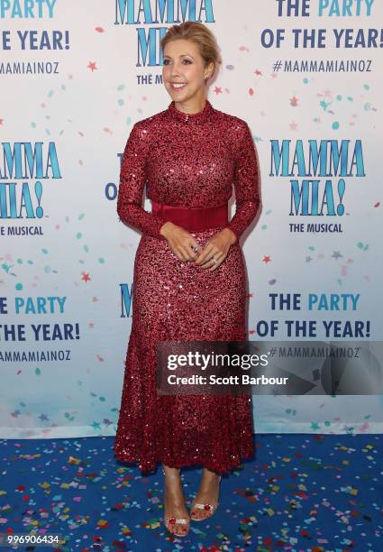 Catriona Rowntree attends opening night of Mamma Mia! The Musical at Princess Theatre on July 12, 2018 in Melbourne, Australia.