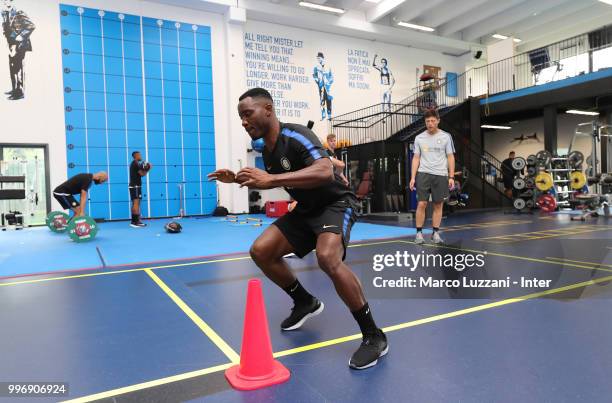 Kwadwo Asamoah of FC Internazionale looks on during the FC Internazionale training session at the club's training ground Suning Training Center in...