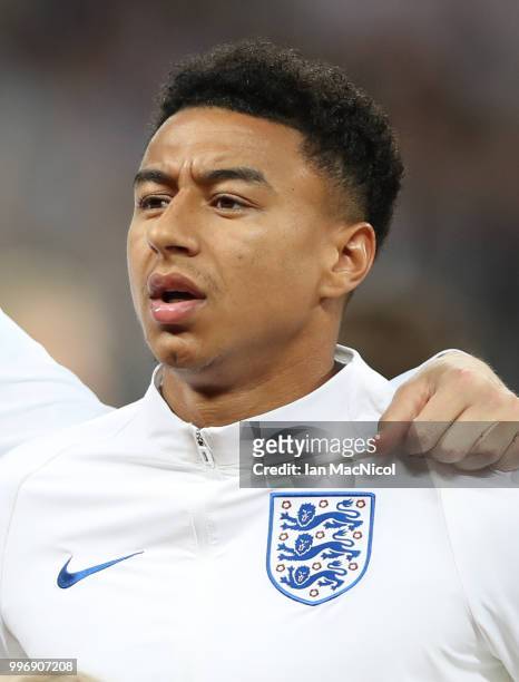 Jesse Lingard of England is seen during the 2018 FIFA World Cup Russia Semi Final match between England and Croatia at Luzhniki Stadium on July 11,...