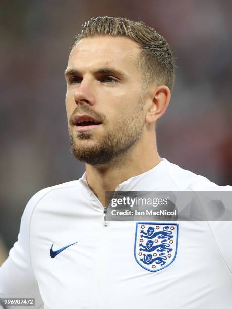 Jordan Henderson of England is seen during the 2018 FIFA World Cup Russia Semi Final match between England and Croatia at Luzhniki Stadium on July...