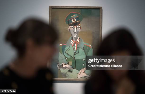 Visitors at the the exhibition "Jeanne Mammen - The Observer - Retrospective 1910-1975" during a press conference at the Berlinische Galerie in...