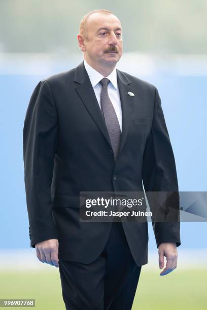 President of Azerbaijan Ilham Aliyev arrives at the 2018 NATO Summit at NATO headquarters on July 12, 2018 in Brussels, Belgium. Leaders from NATO...