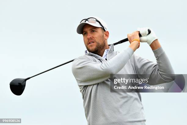 Matthew Southgate of England takes his tee shot on hole thirteen during day one of the Aberdeen Standard Investments Scottish Open at Gullane Golf...