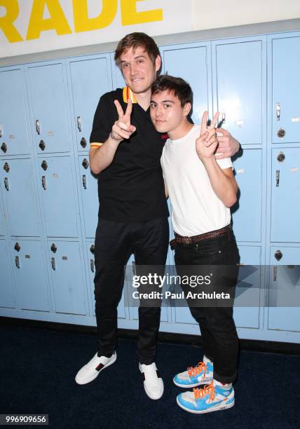 Director Bo Burnham and Actor Brandon Wardell attend the screening of A24's "Eighth Grade" at Le Conte Middle School on July 11, 2018 in Los Angeles,...