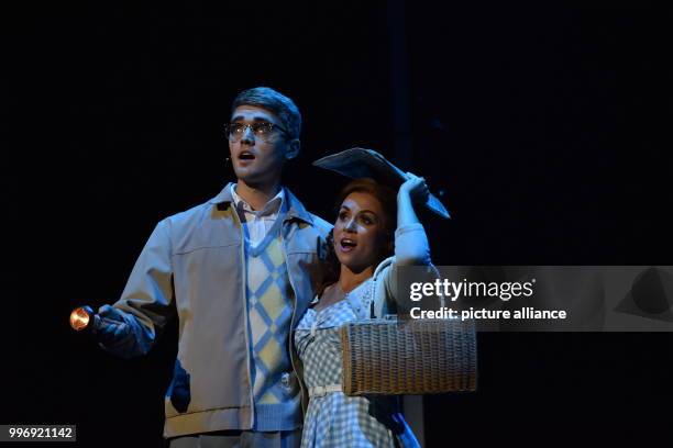 Musical actors perform on stage during the presentation of the new production of the 'Rocky Horror Show' in Cologne, Germany, 4 September 2017. The...