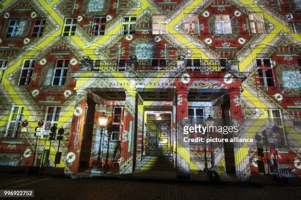 View of the illuminated 'Palais am Festungsgraben' during a test run for the 'Festival of Lights', taking place from 6 to 15 October, in Berlin,...