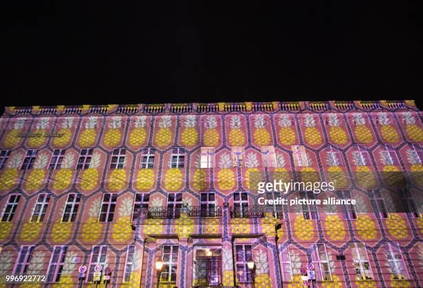 View of the illuminated 'Palais am Festungsgraben' during a test run for the 'Festival of Lights', taking place from 6 to 15 October, in Berlin,...