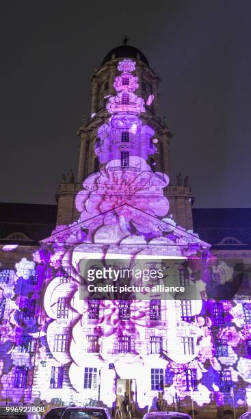 View of the illuminated 'Altes Stadthaus' during a test run for the 'Festival of Lights', taking place from 6 to 15 October, in Berlin, Germany, 4...