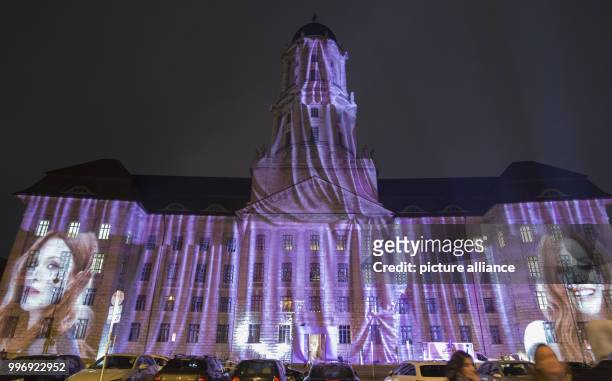 General view of the illuminated 'Altes Stadthaus' during a test run for the 'Festival of Lights' in Berlin, Germany, 04 October 2017. The festival...