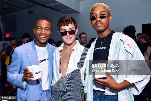 Guest, Larry Milstein and Shaquille Adams attend the Todd Snyder S/S 2019 Collection during NYFW Men's July 2018 at Industria Studios on July 11,...