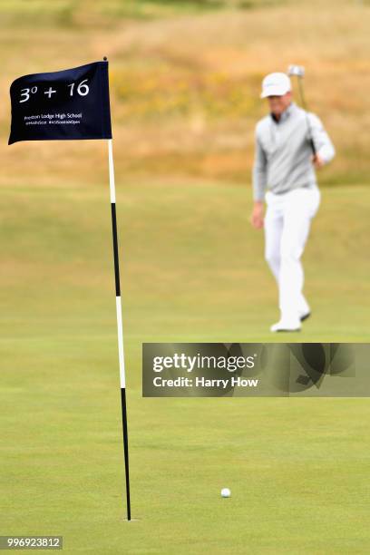 Pin flag is seen as Andrew Dodt of Australia attempts a birdie putt on hole seventeen during day one of the Aberdeen Standard Investments Scottish...