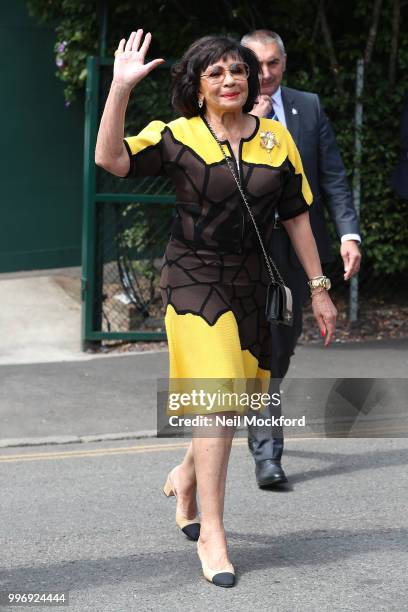 Shirley Bassey is seen arriving at Wimbledon Day 10 on July 12, 2018 in London, England.