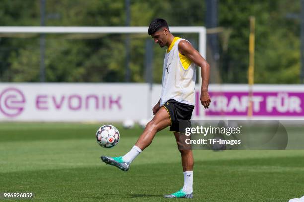 Mahmound Dahoud of Dortmund controls the ball during a training session at BVB trainings center on July 9, 2018 in Dortmund, Germany.