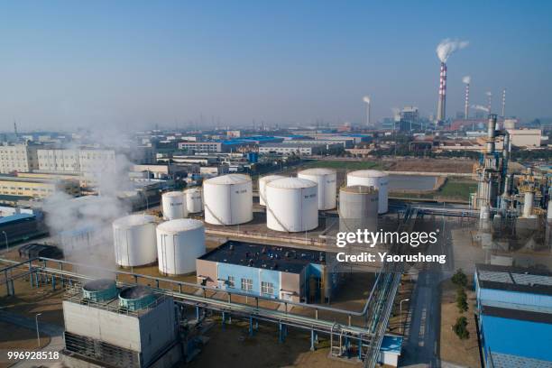 aerial view of petrol industrial zone,oil strage tank - yaorusheng stock pictures, royalty-free photos & images