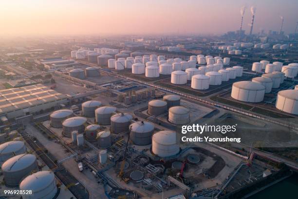 aerial view of petrol industrial zone,oil strage tank - yaorusheng stock pictures, royalty-free photos & images