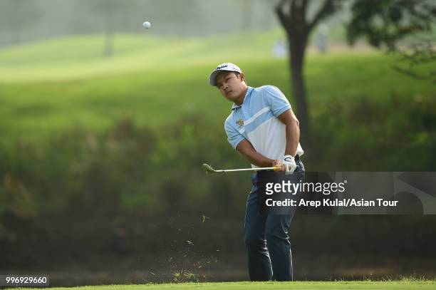 Natipong Srithong of Thailand pictured during the first round of the Bank BRI Indonesia Open at Pondok Indah Golf Course on July 12, 2018 in Jakarta,...