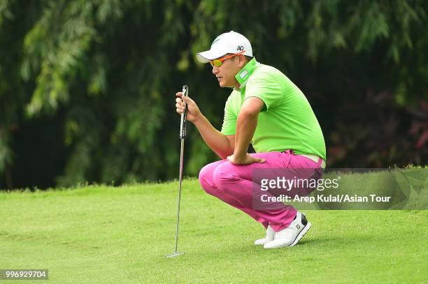 Angelo Que of Philippines pictured during the first round of the Bank BRI Indonesia Open at Pondok Indah Golf Course on July 12, 2018 in Jakarta,...