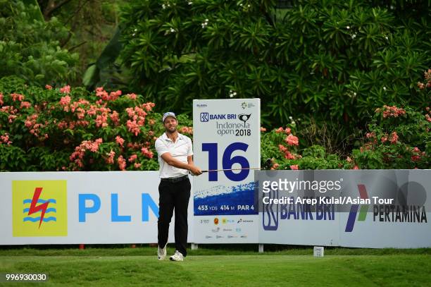 Dodge Kemmer of USA pictured during the first round of the Bank BRI Indonesia Open at Pondok Indah Golf Course on July 12, 2018 in Jakarta, Indonesia.