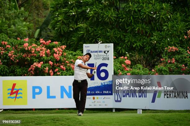 George Gandranata of Indonesia pictured during the first round of the Bank BRI Indonesia Open at Pondok Indah Golf Course on July 12, 2018 in...