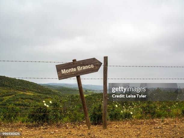 Sign pointing toward Monte Branco in southern Portugal.