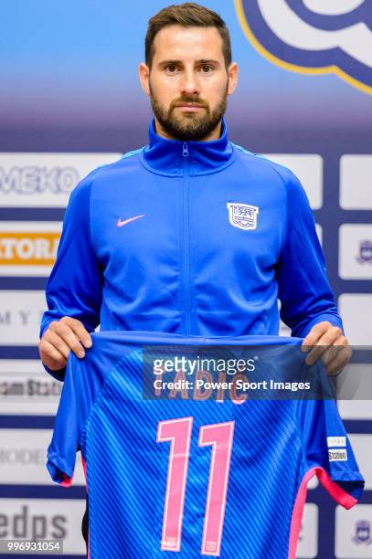 Kitchee FC soccer player Josip Tadic is introduced by Kitchee FC during the press conference on July 12, 2018 in Hong Kong.