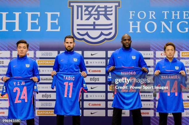 Kitchee FC introduces his new soccer players Ju Ying-zhi, Josip Tadic, Mohamed Sissoko and Yuto Nakamura during the press conference on July 12, 2018...