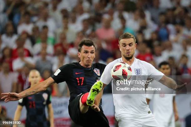 July 2018, Russia, Moscow: Soccer, FIFA World Cup 2018, final round, semi-finals: Croatia vs England at Luzhniki Stadium: Croatia's Mario Mandzukic...