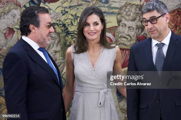 Queen Letizia of Spain attends several audiences at the Zarzuela Palace on July 12, 2018 in Madrid, Spain.