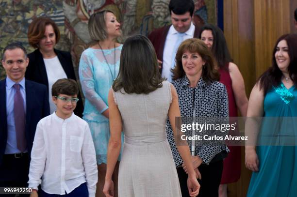 Queen Letizia of Spain attends several audiences at the Zarzuela Palace on July 12, 2018 in Madrid, Spain.