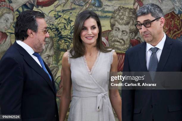 Queen Letizia of Spain attends several audiences at the Zarzuela Palace on July 12, 2018 in Madrid, Spain.