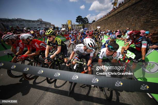 Start / Thomas De Gendt of Belgium and Team Lotto Soudal / Luke Durbridge of Australia and Team Mitchelton-Scott / Daryl Impey of South Africa and...