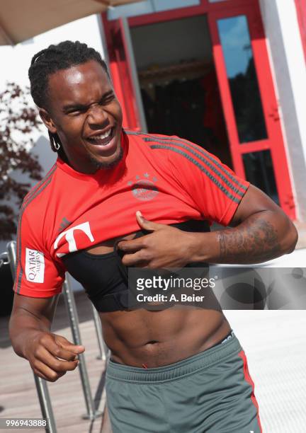 Renato Sanches of FC Bayern Muenchen arrives for a training session at the club's Saebener Strasse training ground on July 12, 2018 in Munich,...