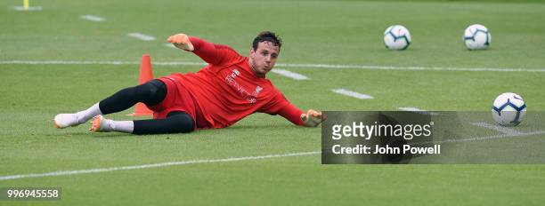 Danny Ward during a training session at Melwood Training Ground on July 12, 2018 in Liverpool, England.
